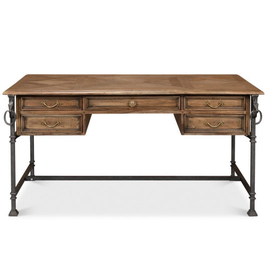 Scrivania rustica in legno e ferro "Steed"