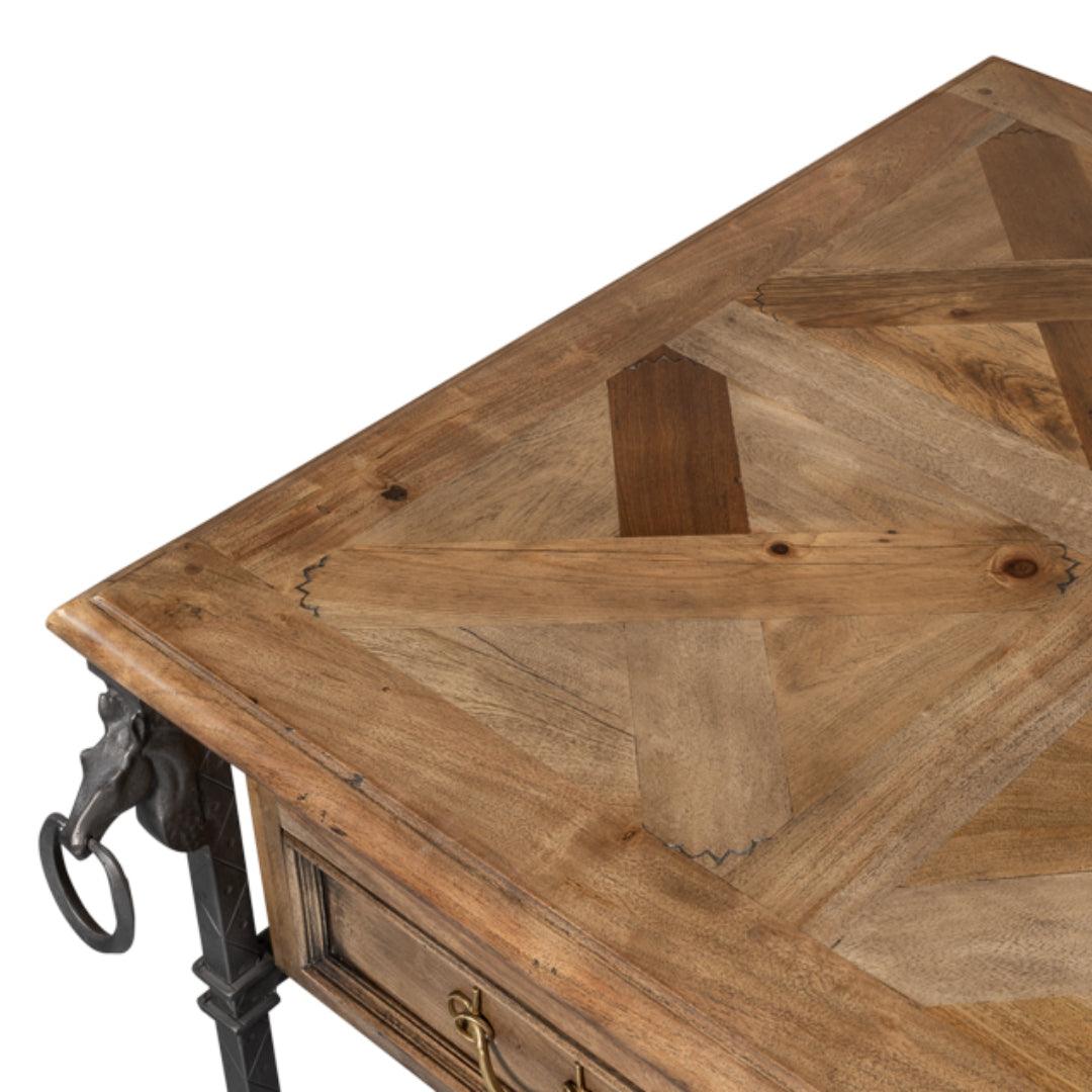 Scrivania rustica in legno e ferro "Steed"