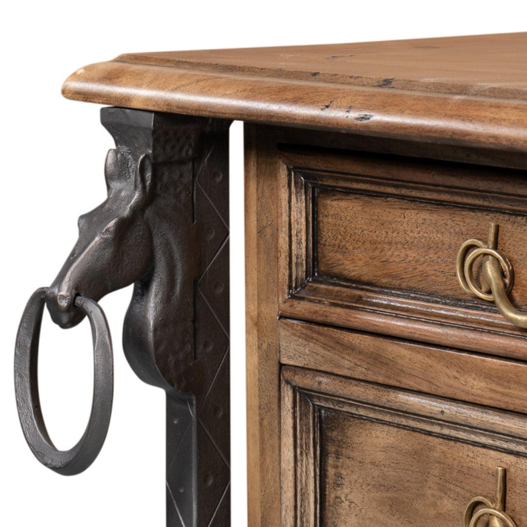 Scrivania rustica in legno e ferro "Steed"