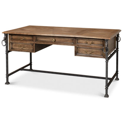 Scrivania rustica in legno e ferro "Steed"