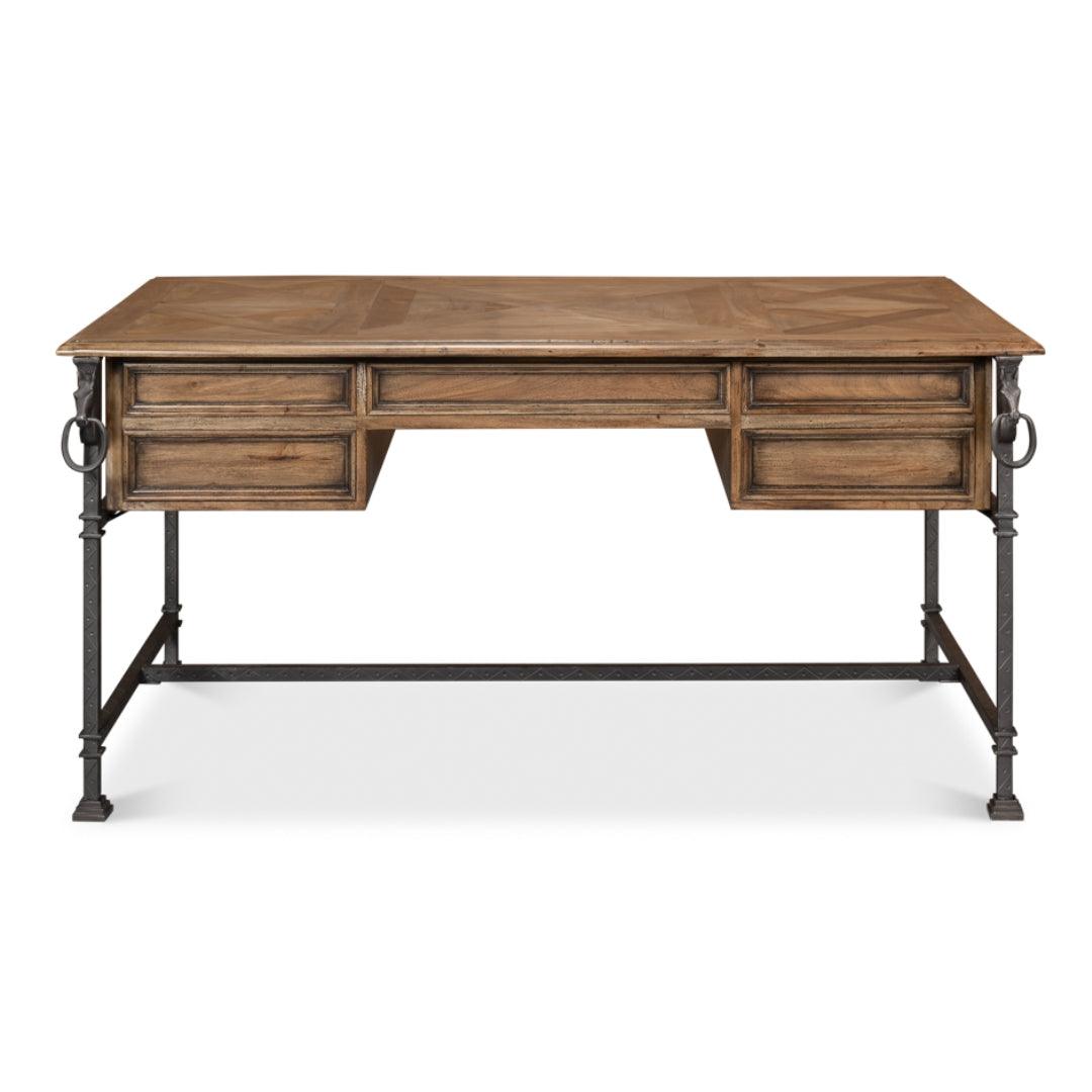 Scrivania rustica in legno e ferro "Steed"