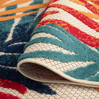 Tappeto da interno/esterno con motivo floreale costiero di origine.