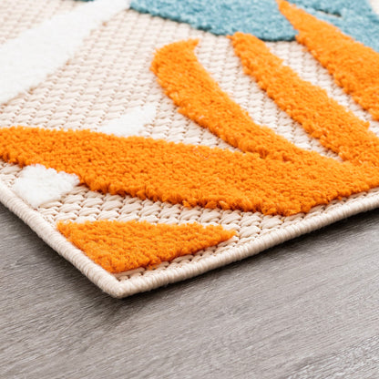 Tappeto da interno/esterno con motivo floreale costiero di origine.