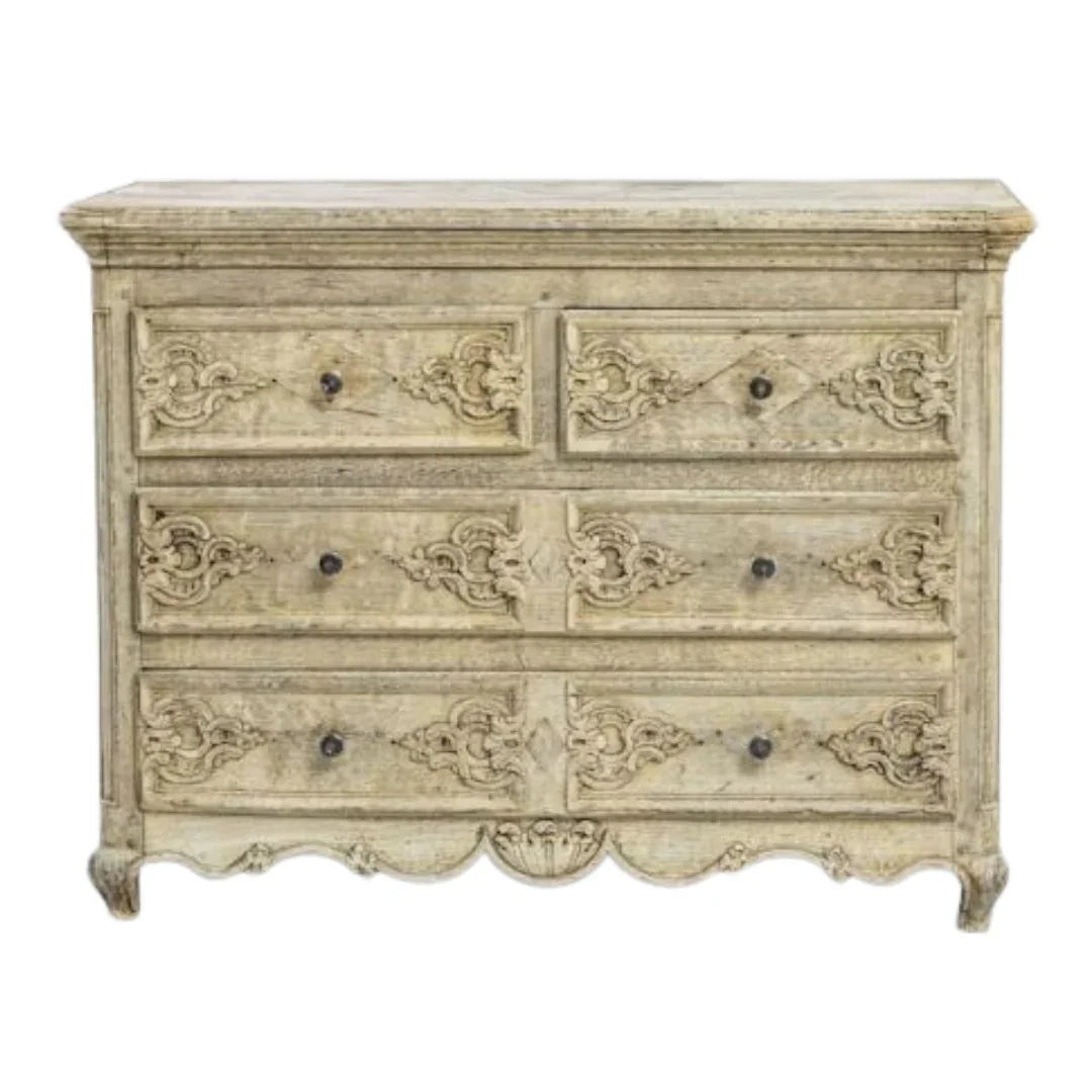 Cassapanca francese in rovere riccamente intagliata, circa 1850