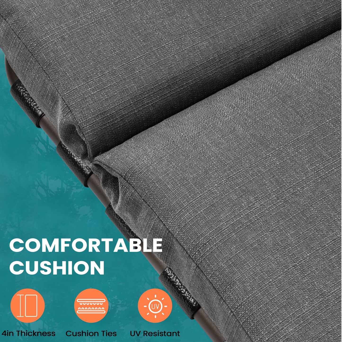 Sedia a sdraio regolabile per esterni con cuscino da spiaggia e piscina