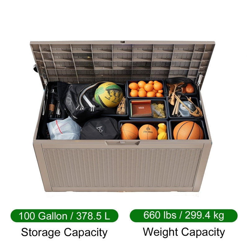 Contenitore per patio esterno in resina con serratura