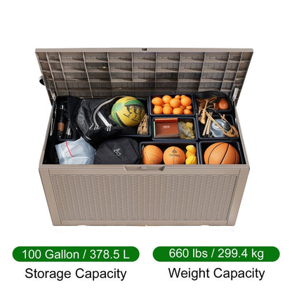 Contenitore per patio esterno in resina con serratura