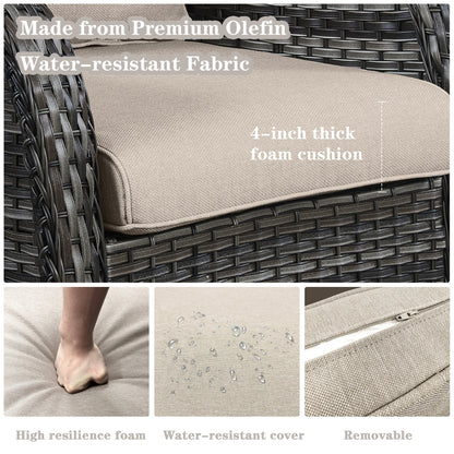 Sedie a dondolo da esterno in vimini Gymojoy con base girevole (set da 2)