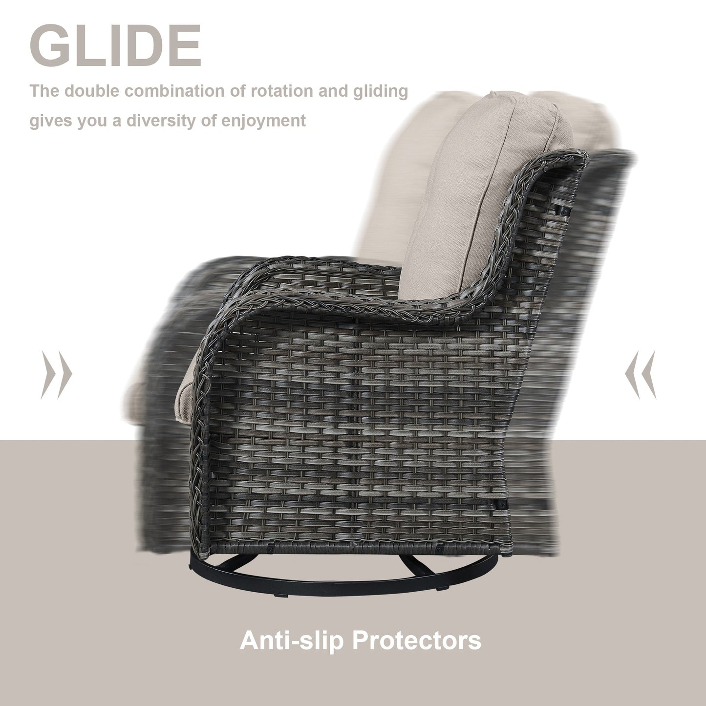 Sedie a dondolo da esterno in vimini Gymojoy con base girevole (set da 2)