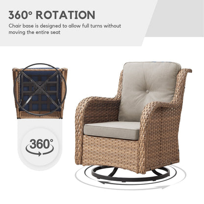 Sedie a dondolo da esterno in vimini Gymojoy con base girevole (set da 2)