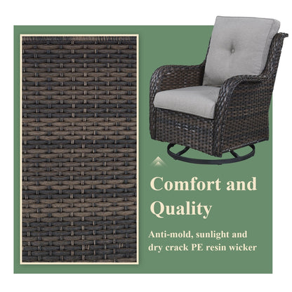 Sedie a dondolo da esterno in vimini Gymojoy con base girevole (set da 2)