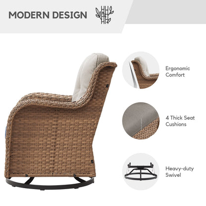 Sedie a dondolo da esterno in vimini Gymojoy con base girevole (set da 2)