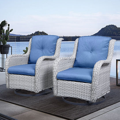 Sedie a dondolo da esterno in vimini Gymojoy con base girevole (set da 2)