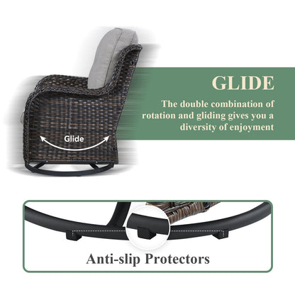 Sedie a dondolo da esterno in vimini Gymojoy con base girevole (set da 2)