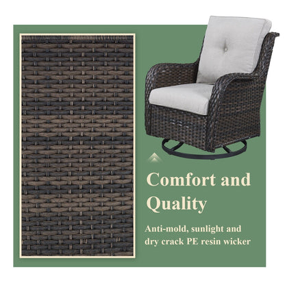 Sedie a dondolo da esterno in vimini Gymojoy con base girevole (set da 2)