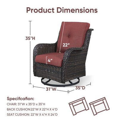 Sedie a dondolo da esterno in vimini Gymojoy con base girevole (set da 2)