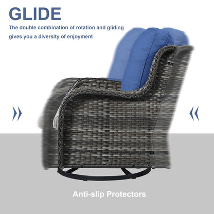 Sedie a dondolo da esterno in vimini Gymojoy con base girevole (set da 2)