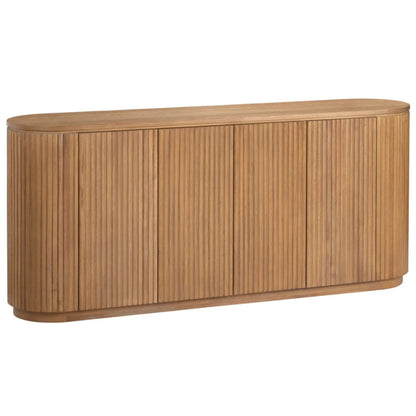 Credenza ovale in legno con anta scanalata