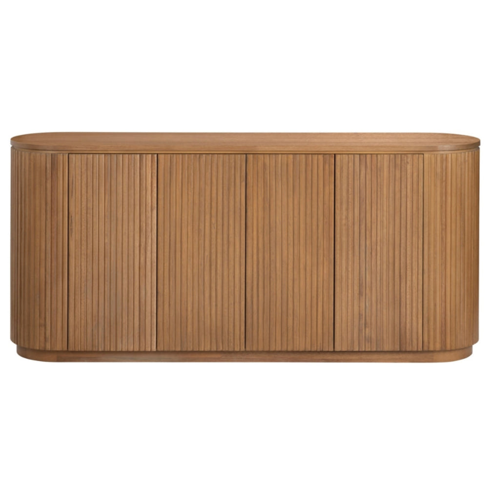 Credenza ovale in legno con anta scanalata