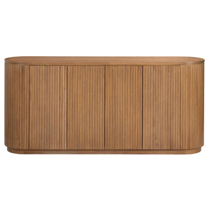 Credenza ovale in legno con anta scanalata