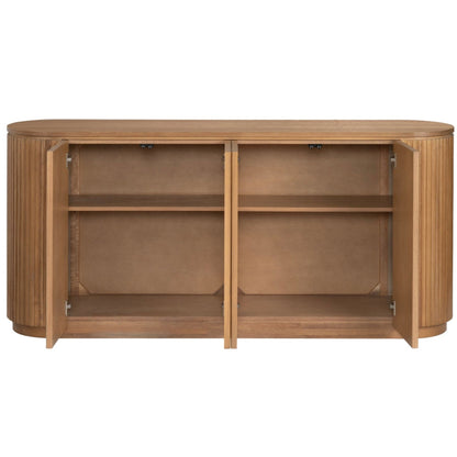 Credenza ovale in legno con anta scanalata