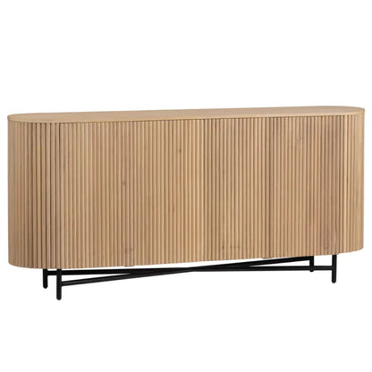 Credenza ovale in legno con anta scanalata