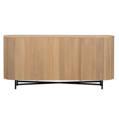Credenza ovale in legno con anta scanalata