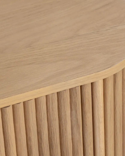 Credenza ovale in legno con anta scanalata