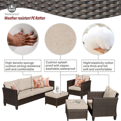 Set di 5 mobili da giardino in vimini con schienale alto OVIOS