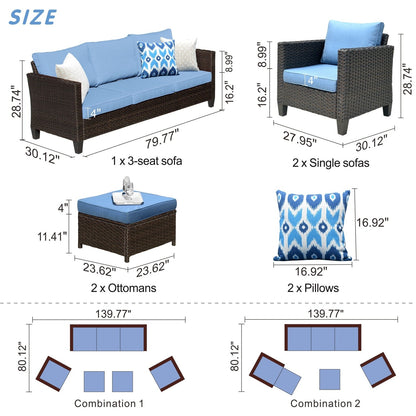 Set di 5 mobili da giardino in vimini con schienale alto OVIOS