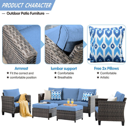 Set di 5 mobili da giardino in vimini con schienale alto OVIOS