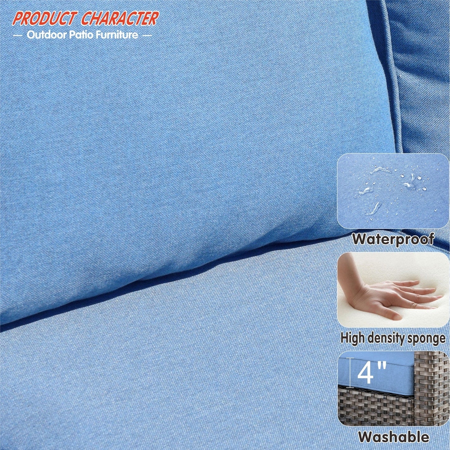 Set di 5 mobili da giardino in vimini con schienale alto OVIOS