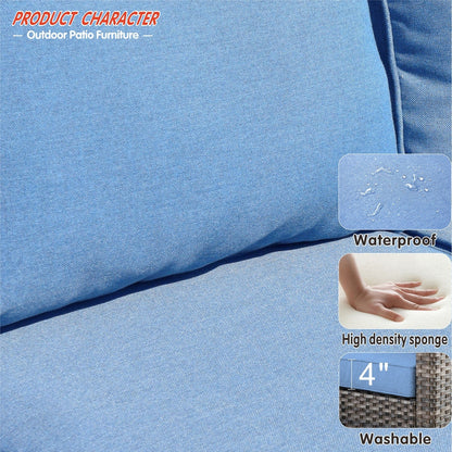 Set di 5 mobili da giardino in vimini con schienale alto OVIOS