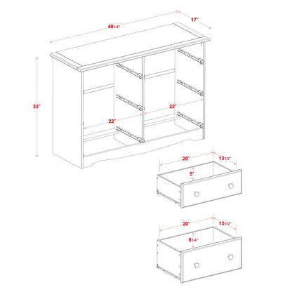 Comò a 6 cassetti in legno massello al 100% di Palace Imports
