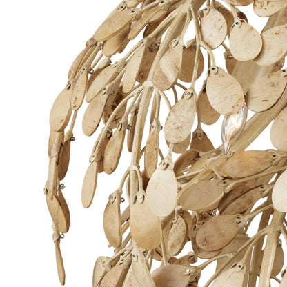 Lampadario a cascata con foglie di palma dorate