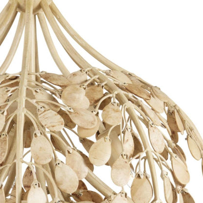 Lampadario a cascata con foglie di palma dorate