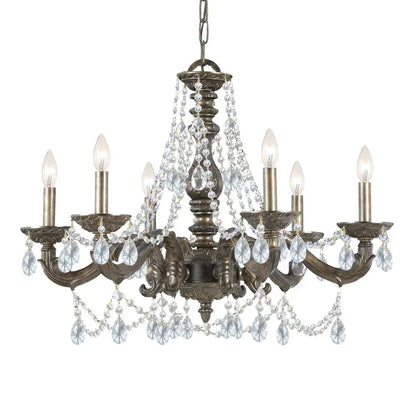 Lampadario francese in bronzo veneziano con cristalli