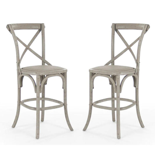 Sgabello da bar e da bancone con schienale incrociato in legno di betulla