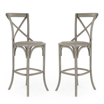 Sgabello da bar e da bancone con schienale incrociato in legno di betulla