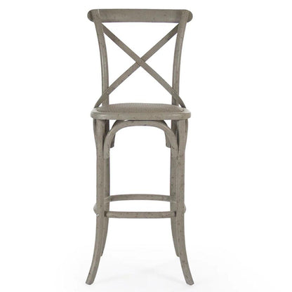 Sgabello da bar e da bancone con schienale incrociato in legno di betulla