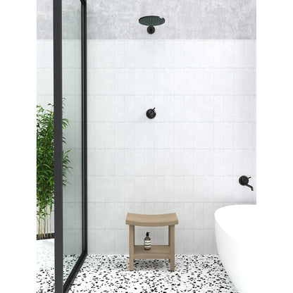 Panca da doccia in teak Sumba brevettata con ripiano