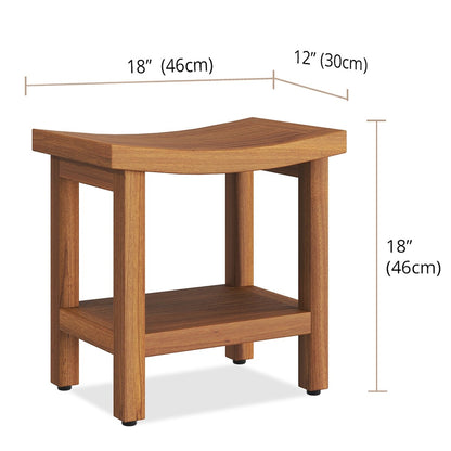 Panca da doccia in teak Sumba brevettata con ripiano