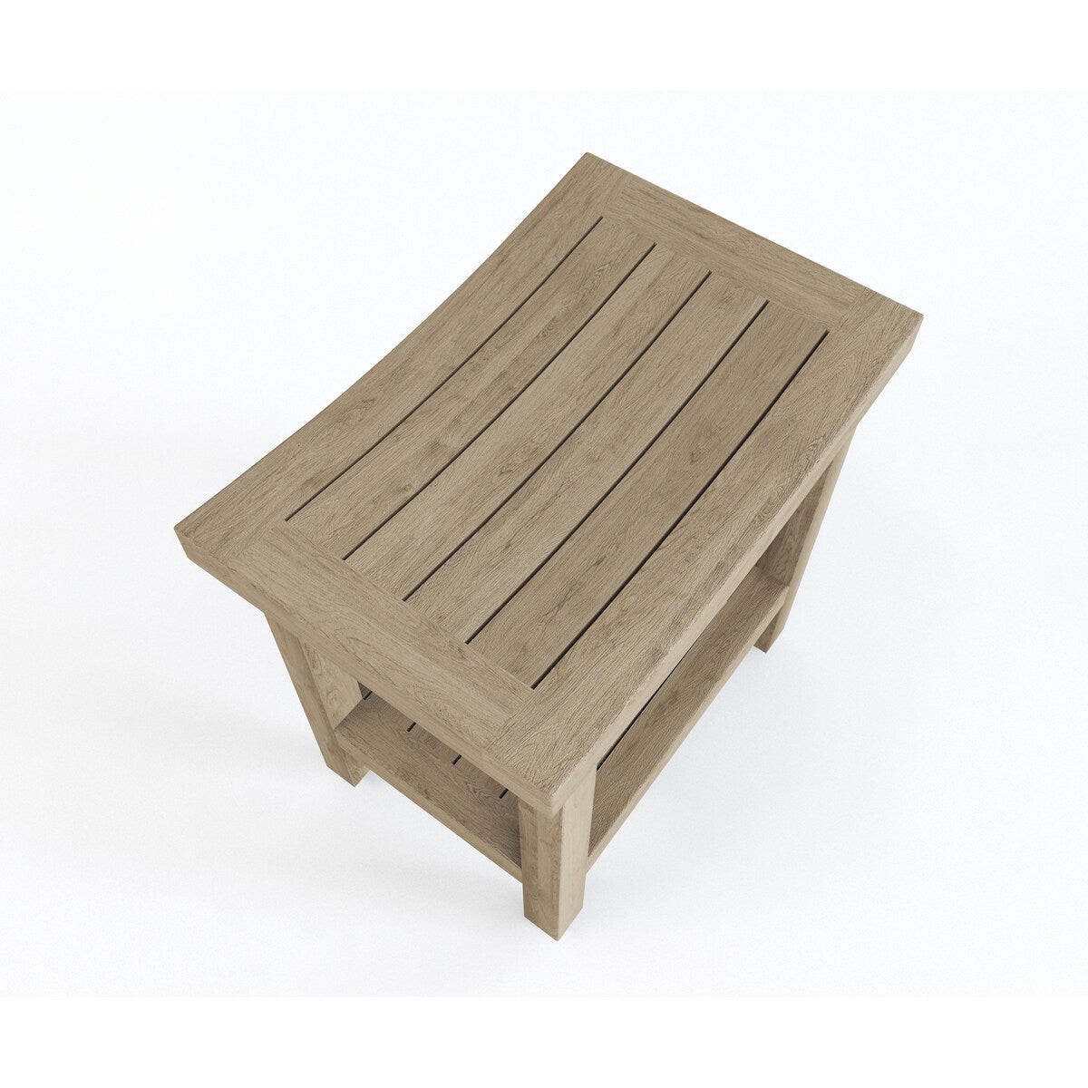 Panca da doccia in teak Sumba brevettata con ripiano