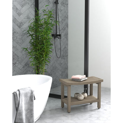 Panca da doccia in teak Sumba brevettata con ripiano