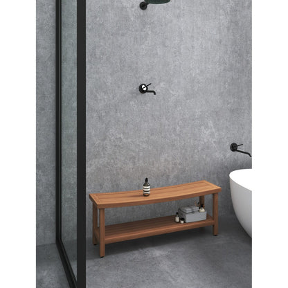 Panca da doccia in teak Sumba brevettata con ripiano