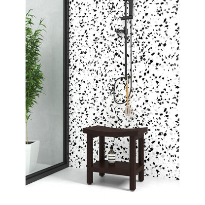 Panca da doccia in teak Sumba brevettata con ripiano