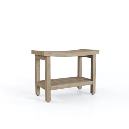 Panca da doccia in teak Sumba brevettata con ripiano