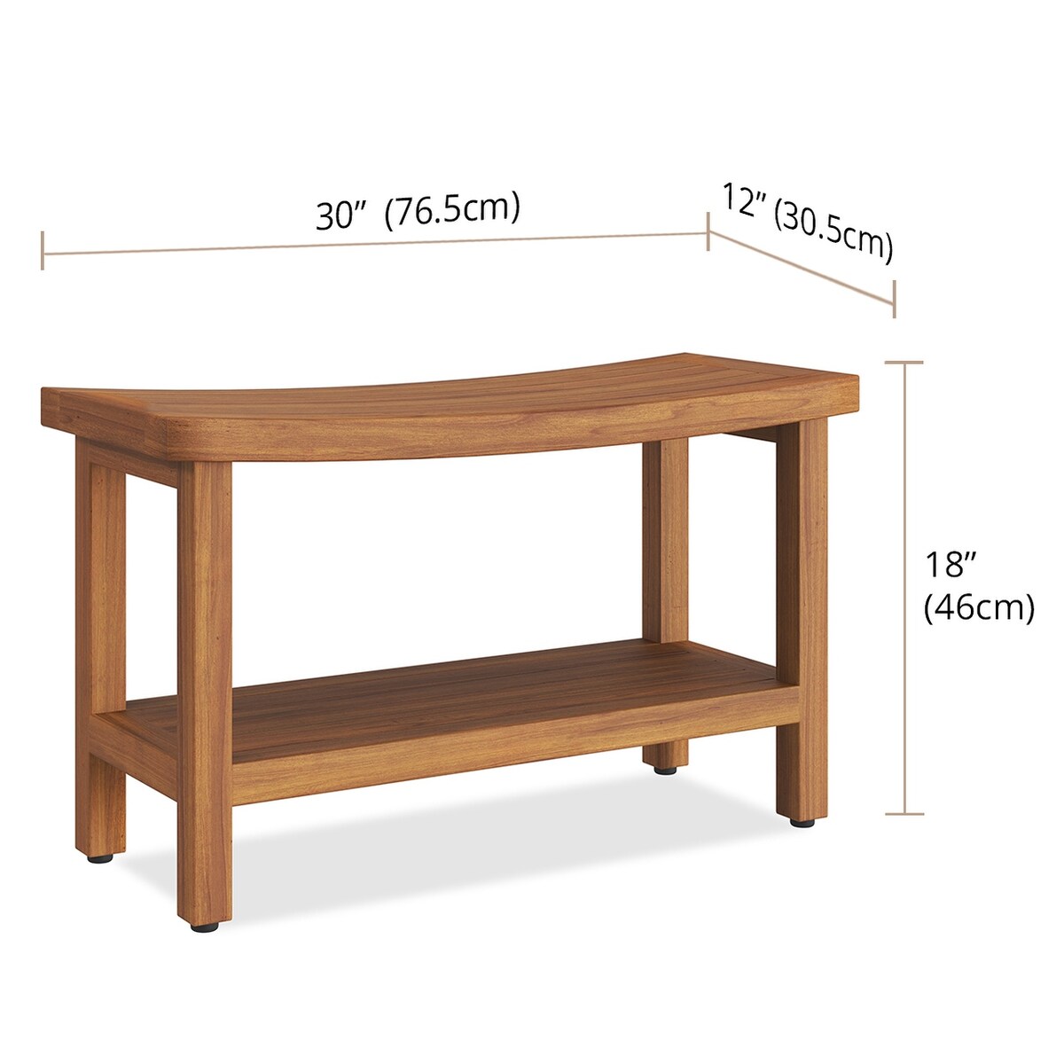 Panca da doccia in teak Sumba brevettata con ripiano