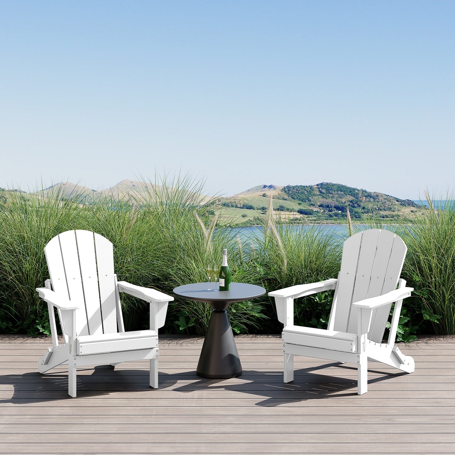 Sedie Adirondack pieghevoli per esterni e patio, resistenti alle intemperie, Polytrends Laguna (set da 2)