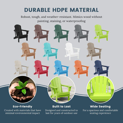 Sedie Adirondack pieghevoli per esterni e patio, resistenti alle intemperie, Polytrends Laguna (set da 2)